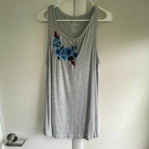AEO/SOFT&SEXY TANK/MEDIUM/GREY/FLORAL